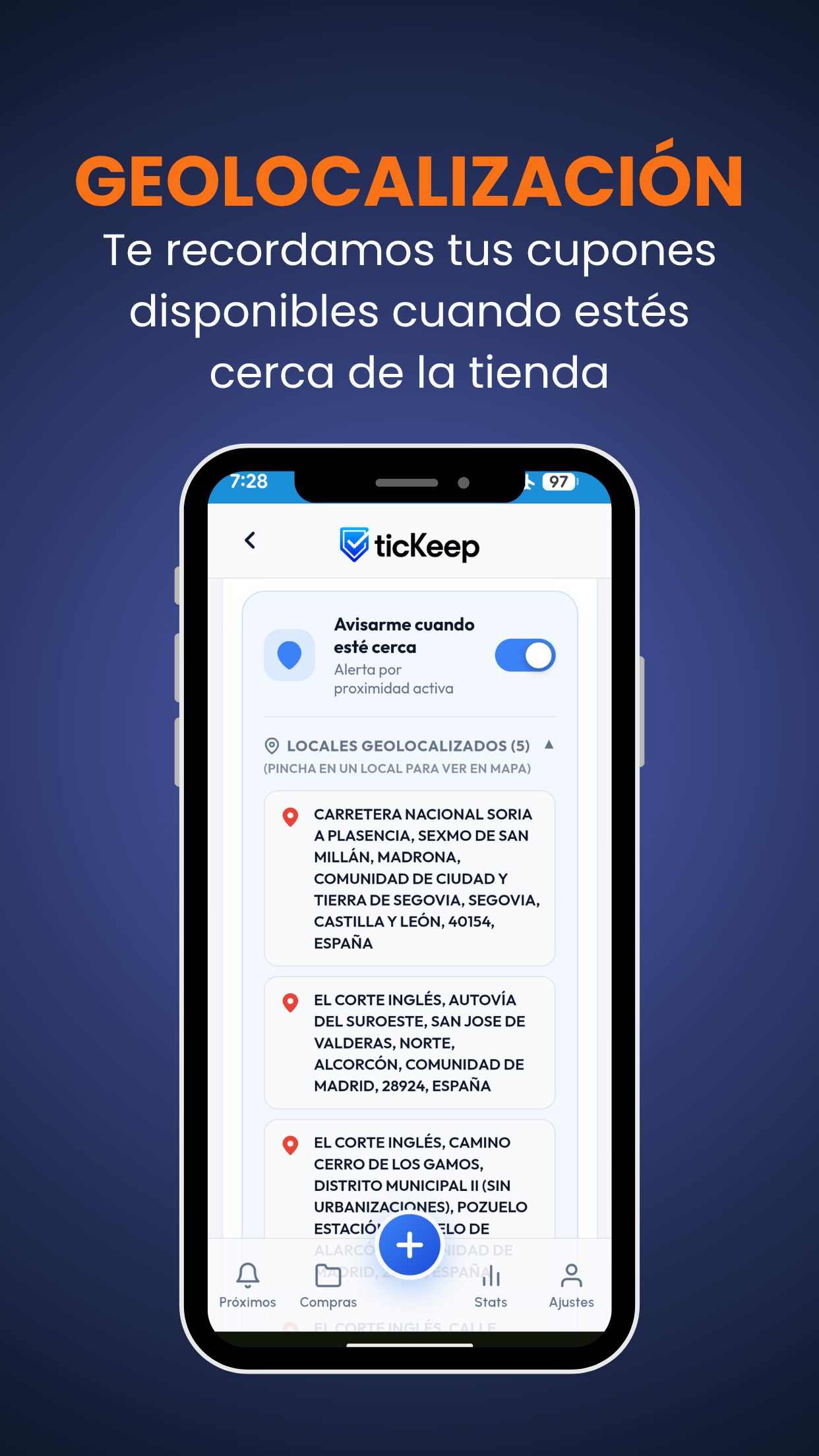Geolocalización de Cupones
